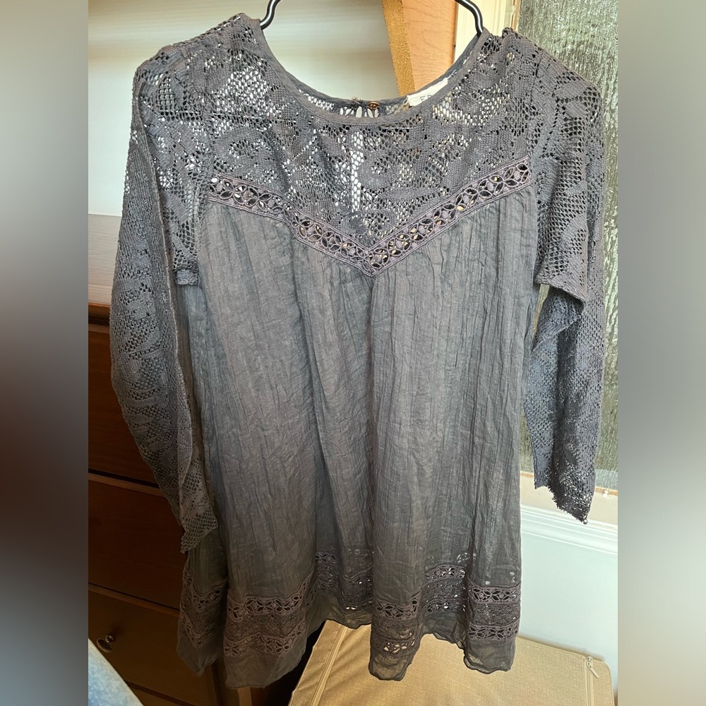 Free people see through washed black top